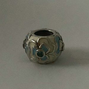 Blue White Enamel 925 Sterling Silver Floral Charm Bracelet Bead Persona Pandora